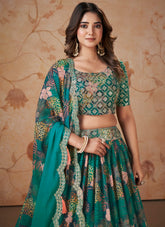 Lehenga Choli in Rama Green Colour Looking Virtuous